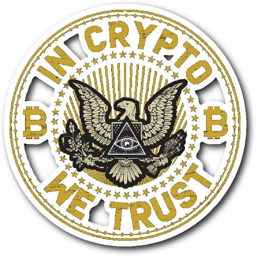 in Crypto We Trust Bitcoin Sticker Eagle Eye Pyramid All Seeing Eye Cryptocurrency Sticker