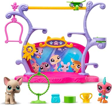 Littlest Pet Shop Pets Got Talent Playset | LPS Playset With 2 Exclusive Pet Mini Figures 5 Accessories 1 Collector Card And 1 Virtual Code | Animal Collectable Kids Toys For Girls And Boys