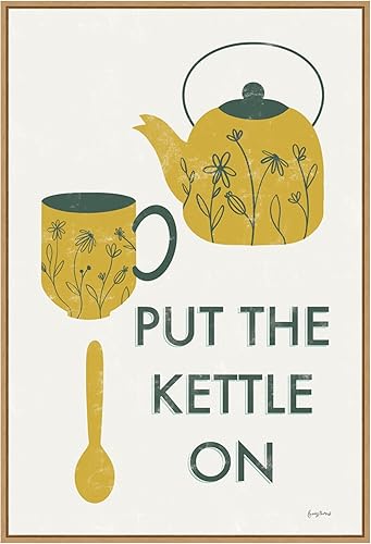 Amanti Art Framed Canvas Wall Art 33x23 Retro Kitchen Coffee IV by Becky Thorns, Framed Wall Art Canvas, Cuisine Artwork, Modern Contemporary Decor,