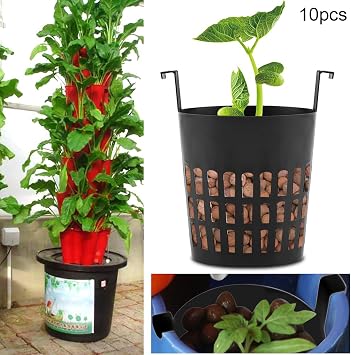 10PCS 4inch Net Pots, Hydroponics Supplies Cups Growing Baskets Garden Slotted Mesh Plastic Orchids Pot for Aquaponics Hydroponics