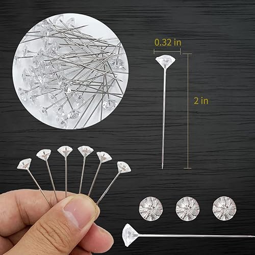 Miniatura 2 de Alfileres de ramillete, 150 alfileres de ramo de diamantes de costura, ramilletes de flores de 2 pulgadas, alfileres de diamantes de imitación