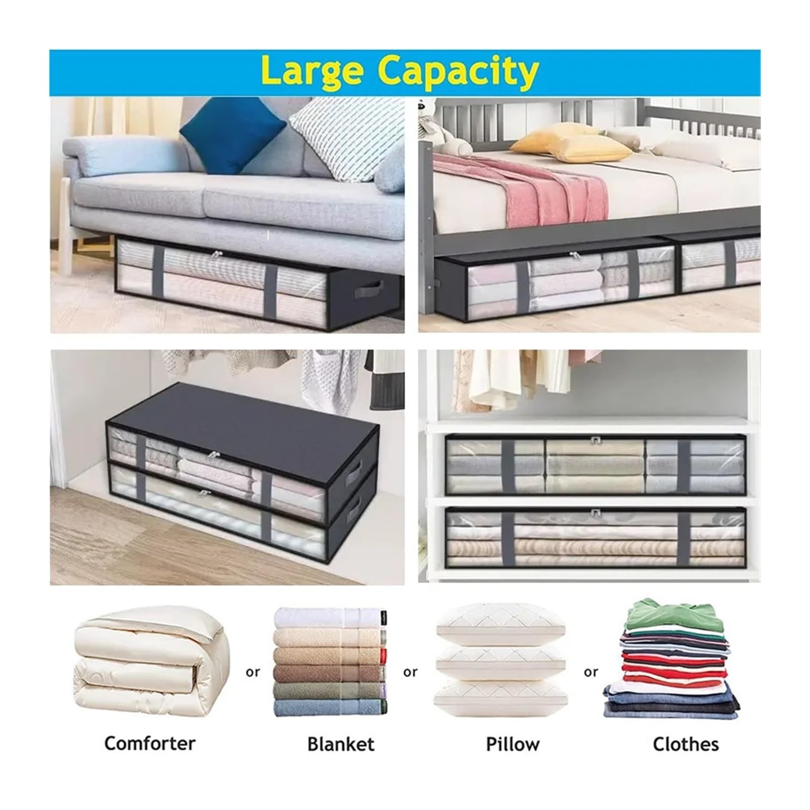 Unterbett-Aufbewahrungstasche, faltbare Quilt-Kleider-Organizer-Box
