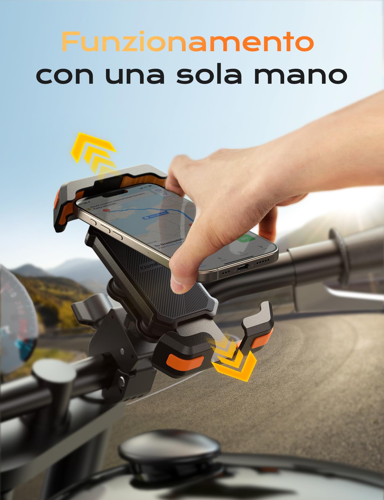 Porta Cellulare Moto, Porta Telefono Bici [Doppio Antivibrazione + Giunto Sferico in Metallo]-360°Drehbar per iPhone 16 Pro/Samsung S24 Ultra /Xiaomi 15 (4,7-7,2''Smartphone Supporto Telefono Moto)