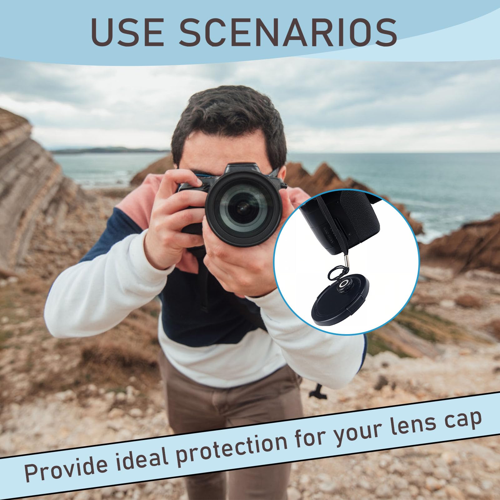 Objektivdeckel Halter mit Schnur, 3 Stück Objektivdeckel Leine Universal Sicherung mit Gummiband Verhindert Den Verlust des Lens Caps passend zu Sony, Nikon, Fuji, Tamron, Sigma, Olympus, Panasonic