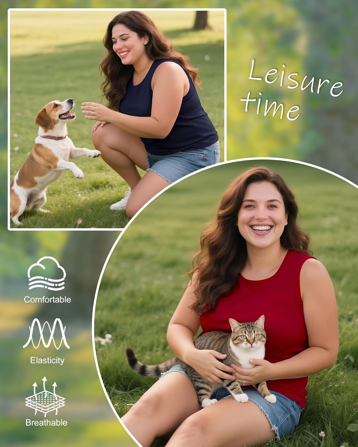 4 Pack Women's Plus Size Tank Tops, Scoop Neck Sleeveless Shirts Casual Summer Ladies Basic T-Shirts Tee - Image 6