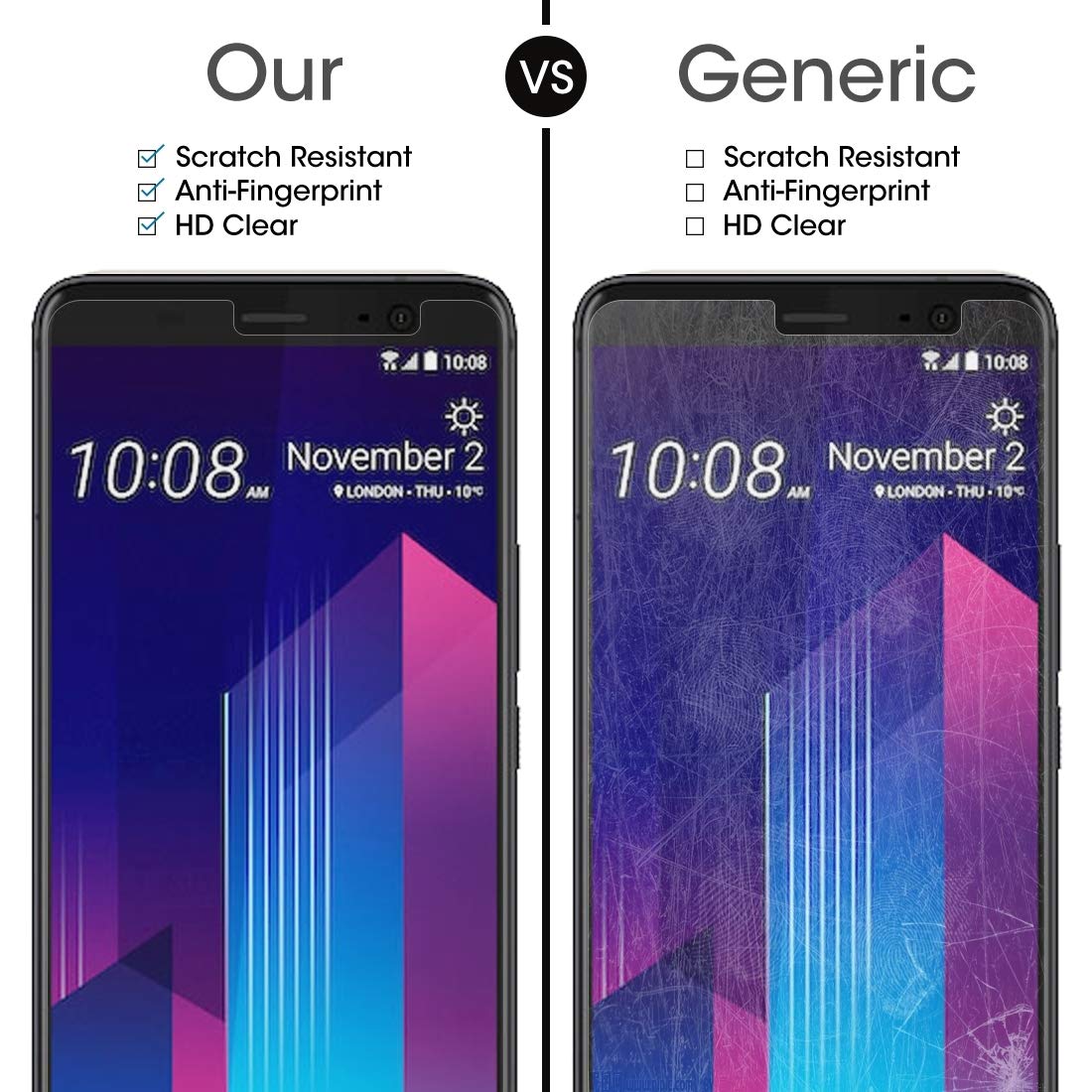 Película protectora de pantalla 100 PCS Compatible for HTC U11 0.26mm 9H Dureza superficial 2.5D película protectora de pantalla de cristal moderado borde curvo Accesorios Compatible para celul