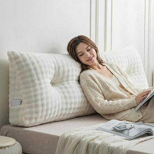 Miniatura 9 de Wenqik Almohada de cuña triangular para cabecero de cama, respaldo de lectura, almohada de cuña con funda extraíble, soporte trasero para litera