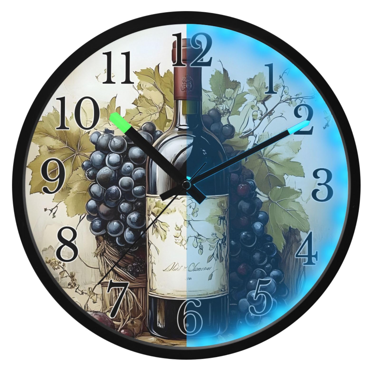 Horloge murale lumineuse et phosphorescente de 30 cm silencieuse sans tic-tac
