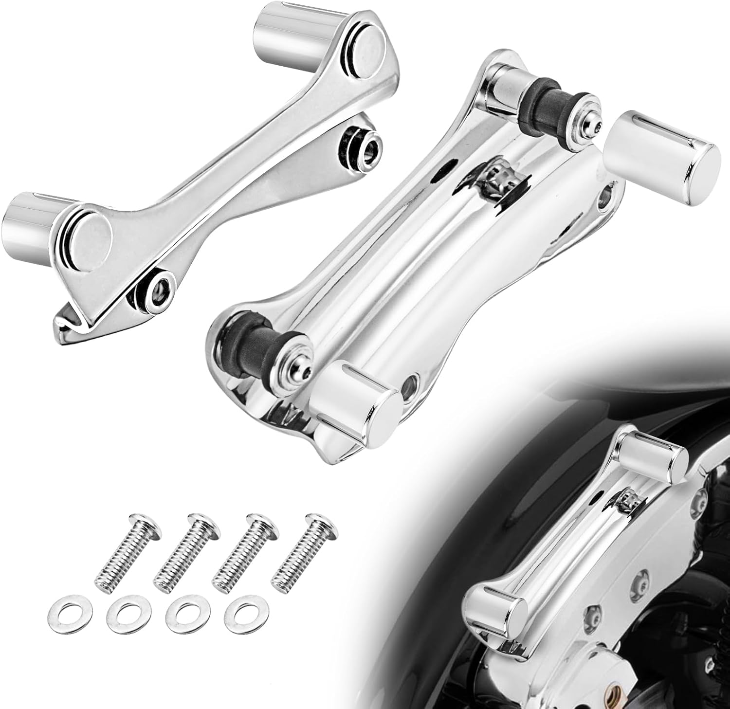Mofun Chrome 4 Point Docking Hardware Kit with Docking Hardware Covers Kit Compatible with Harley Touring Road King Street Electra Road Glide 2014-2025, Quick Release