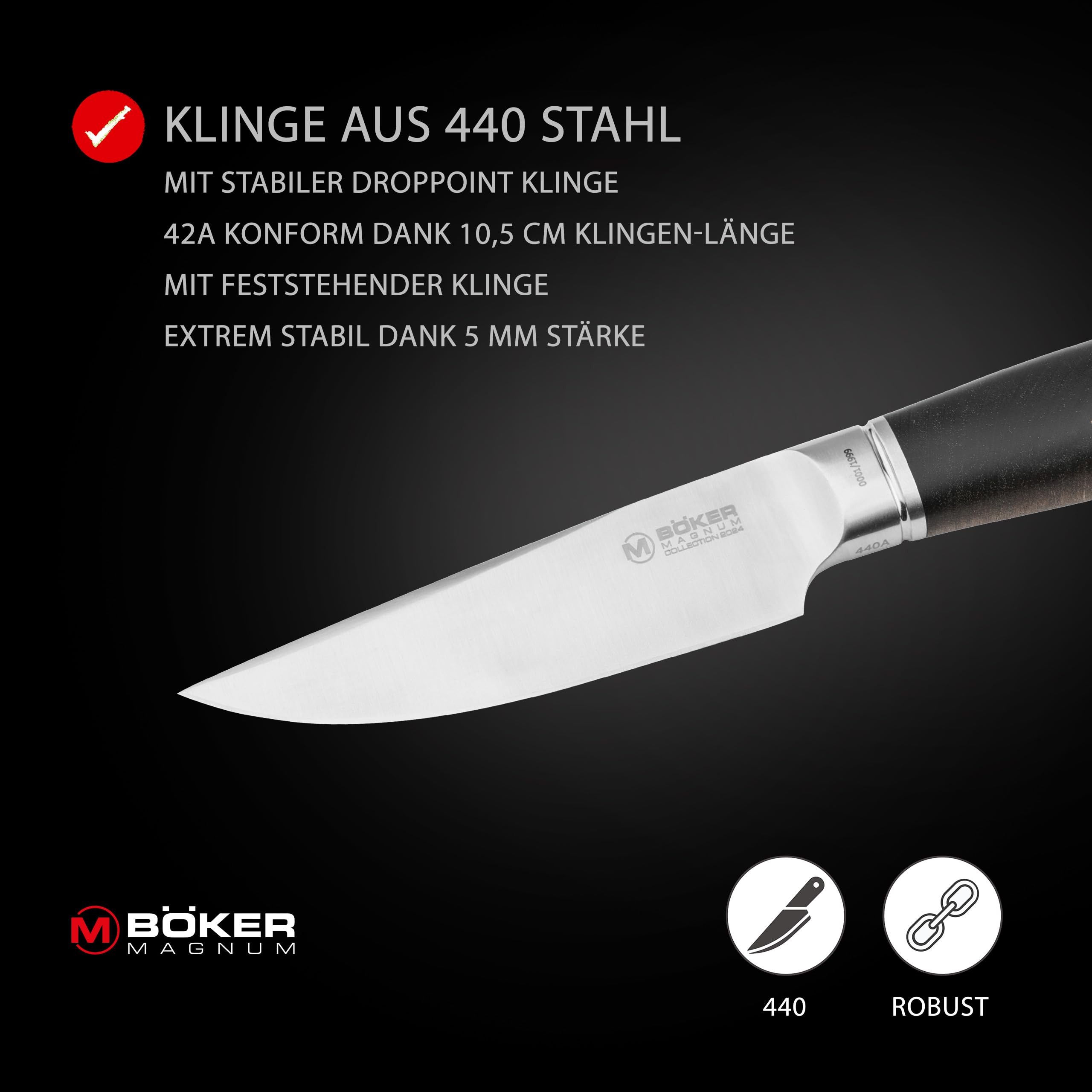 MAGNUM® Collection 2024 - Jagdmesser mit Holzgriff feststehend - Limited Edition Sammlermesser in Geschenkbox - Outdoormesser mit Lederscheide