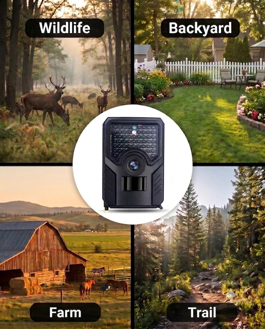 Caméra de chasse 1080p, caméra de jeu 20 MP avec vision nocturne 940 nm sans lueur avec grand angle de 120 °, caméra de chasse extérieure IP54 pour cerf, jardin, ferme et surveillance des