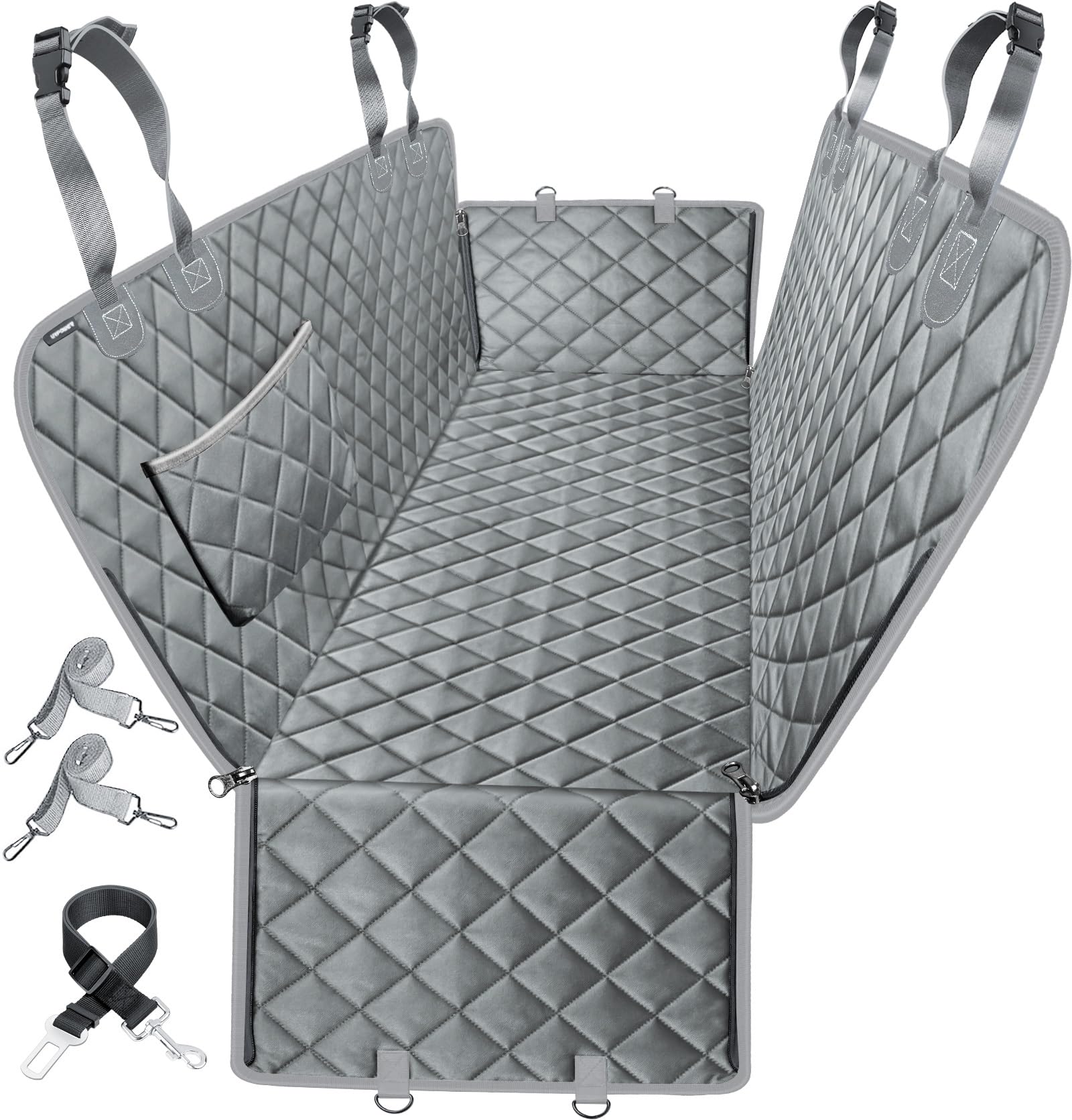 URPOWER Dog Seat Cover Car Seat Cover for Pets 100% Waterproof Pet Seat Cover Hammock 600D Heavy Duty Scratch Proof Nonslip Durable Soft Pet Back Seat Covers for Cars Trucks and SUVs Grey