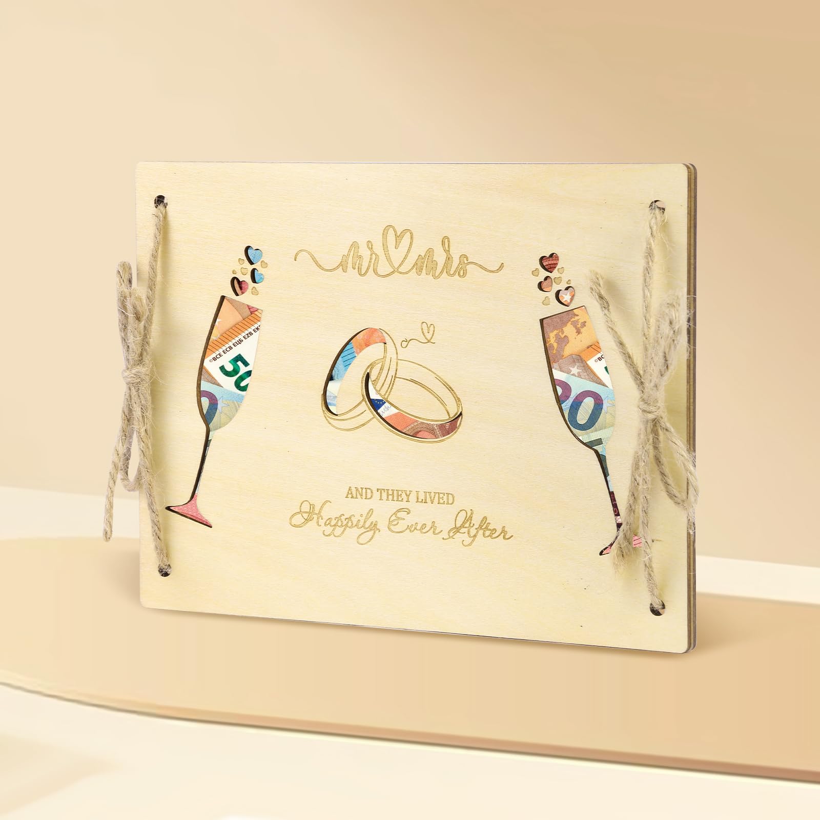 Biglietto Auguri Matrimonio Pop-Up 3D Con Porta Banconote – Bianco Avorio 18x12,4 Cm Con Busta E Pagine, Per Regali In Denaro