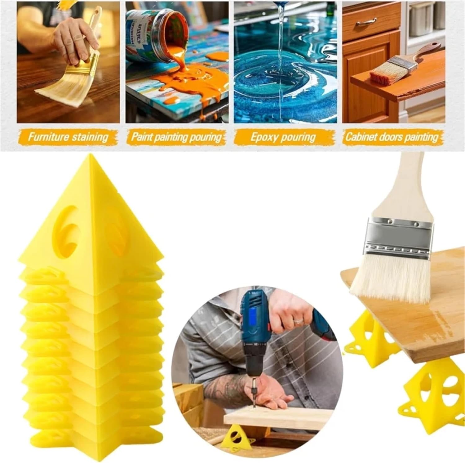 100pcs Stands Painter's Painting Mini Cone Paint for Canvas and Door Risers Support Pyramids