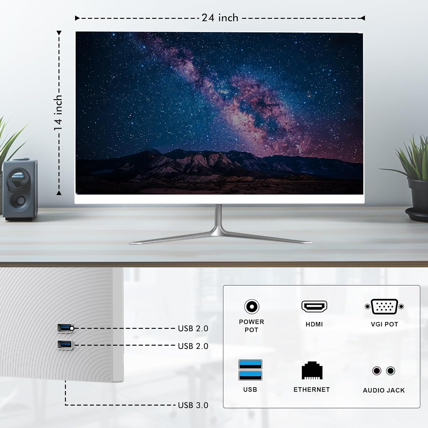 24" All-in-one Desktop Computer PC, FHD Display N5095 Quad Core 8G RAM 512G SSD ROM, WiFi Bluetooth Connection Desktop for Home Study Office Gaming