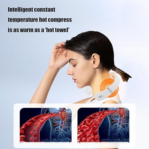 Miniatura 4 de FUTURAX PulseX Masajeador de cuello, con calor y 16 niveles de intensidad, ergonómico para relajación muscular, dispositivo para el hogar, oficina,