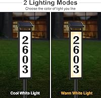 Vista 3 de Letrero de dirección con luz LED solar, números de casa para patio exterior, placa de números impermeable para exteriores, color negro