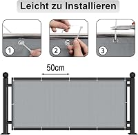 AXT SHADE prelată de protecție pentru balcon 90 x 300 cm, opacă, protecție împotriva vântului și razelor UV, rezistentă la intemperii, gri deschis, cu coliere de fixare incluse 6