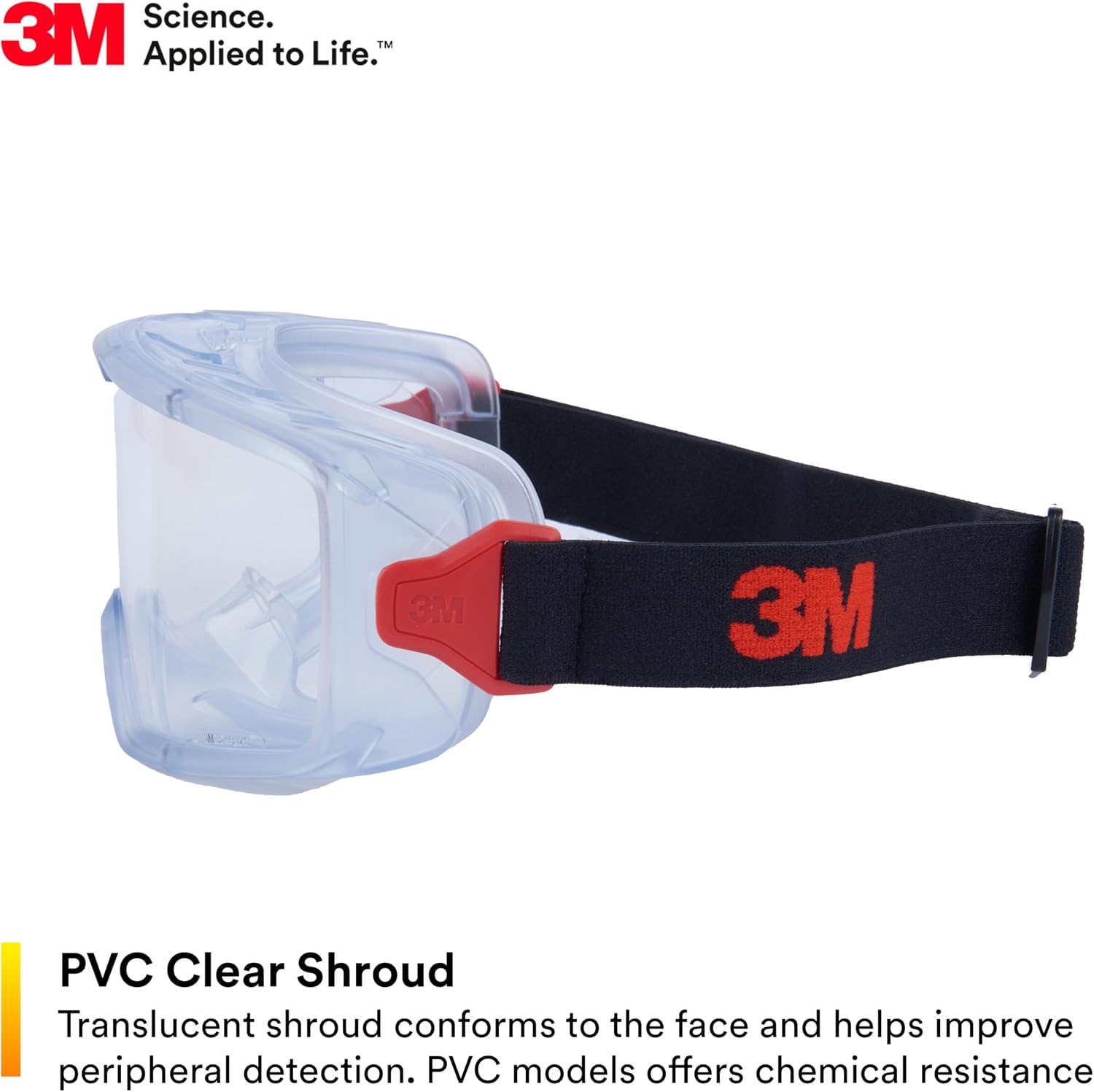 3M GoggleGear Eye Protective Goggle 3000 Series, Clear Anti-Fog/Anti-Scratch Lens, Premium Cloth Strap, PVC Shroud, 1 Pair, Polycarbonate, GG3101-AF, ANSI Z87.1, CSA Z94.3, D3 D4 Rating