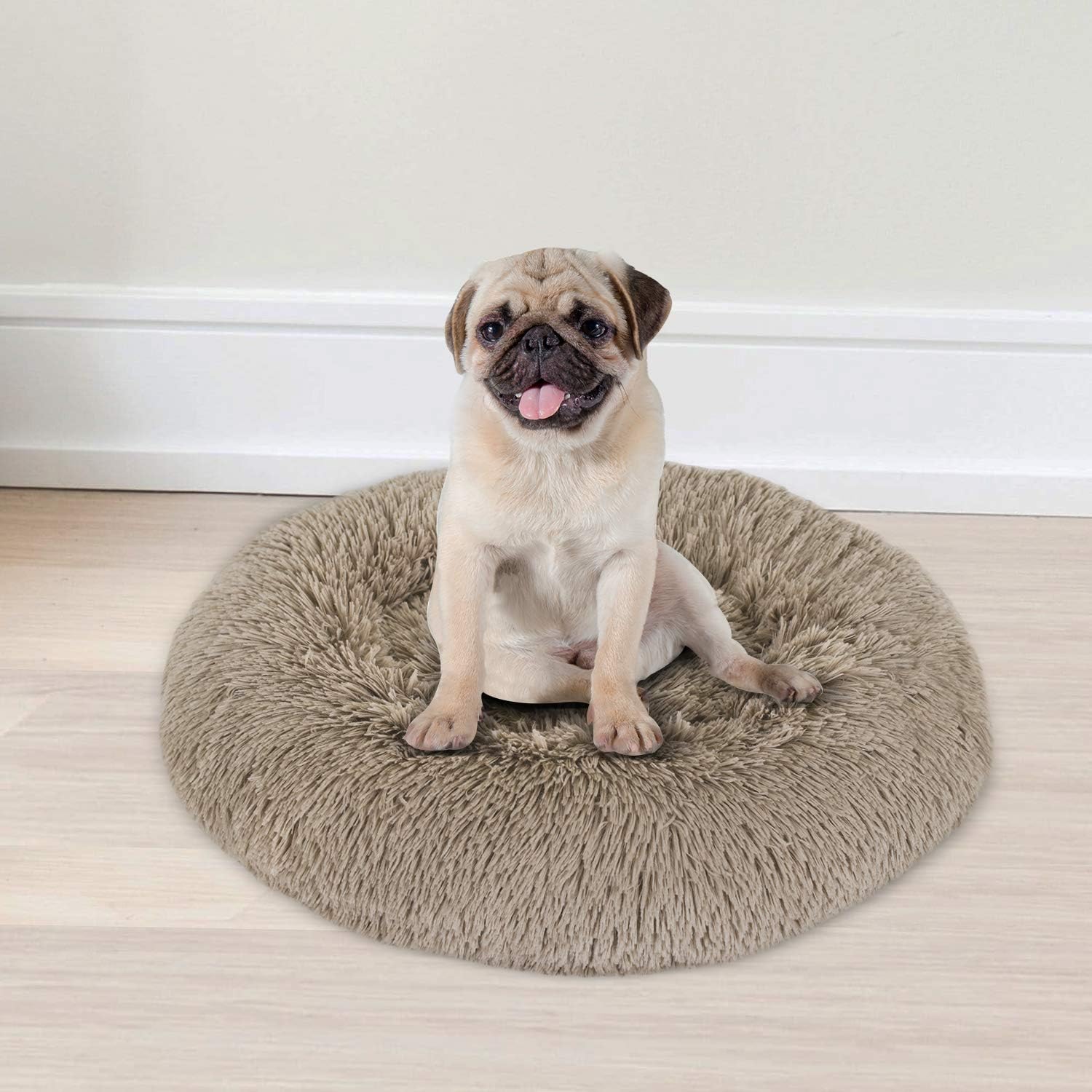 Round Pet Bed, Fluffy and Luxurious Donut Dog Bed for Small and Medium Dogs, Orthopedic Relief Dog Cushion Bed Indoor Use, Self-Warming…