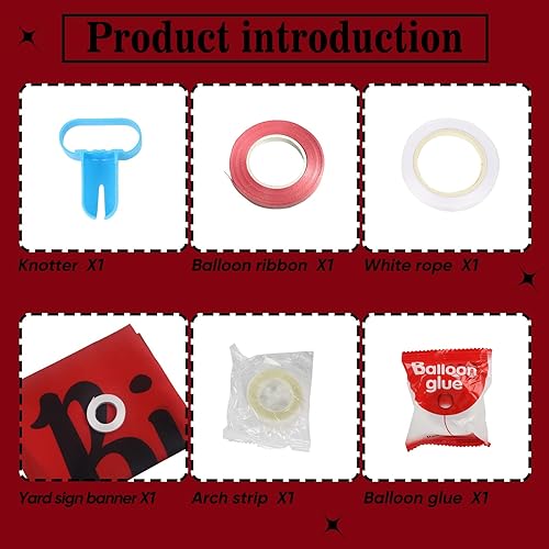 Miniatura 3 de Cartel de feliz cumpleaños 25 con kit de arco de globos, color rojo y negro, decoraciones temáticas de fiesta de cumpleaños de 25 años, pancarta