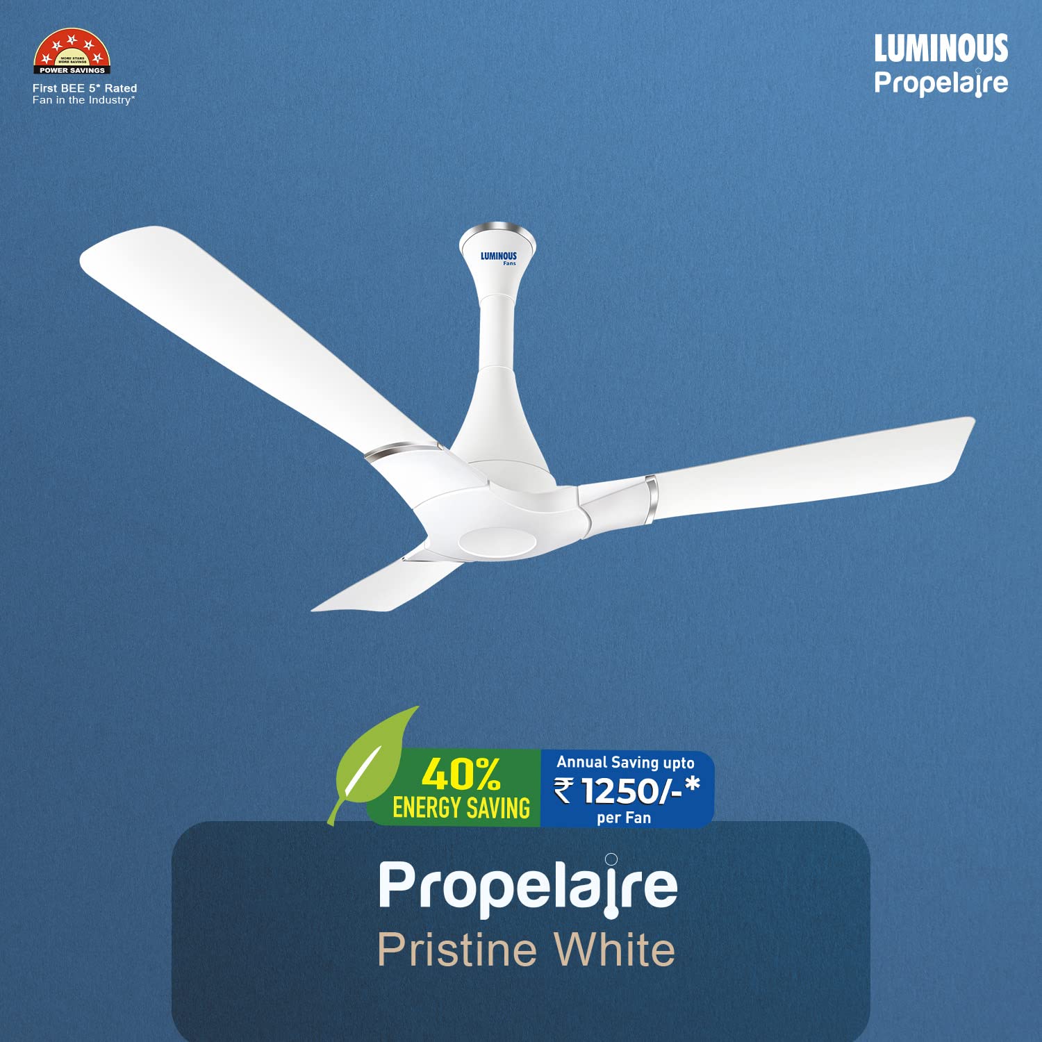 Luminous Propelaire Designer Ceiling Fan, BEE 3Star Rating, Pristine