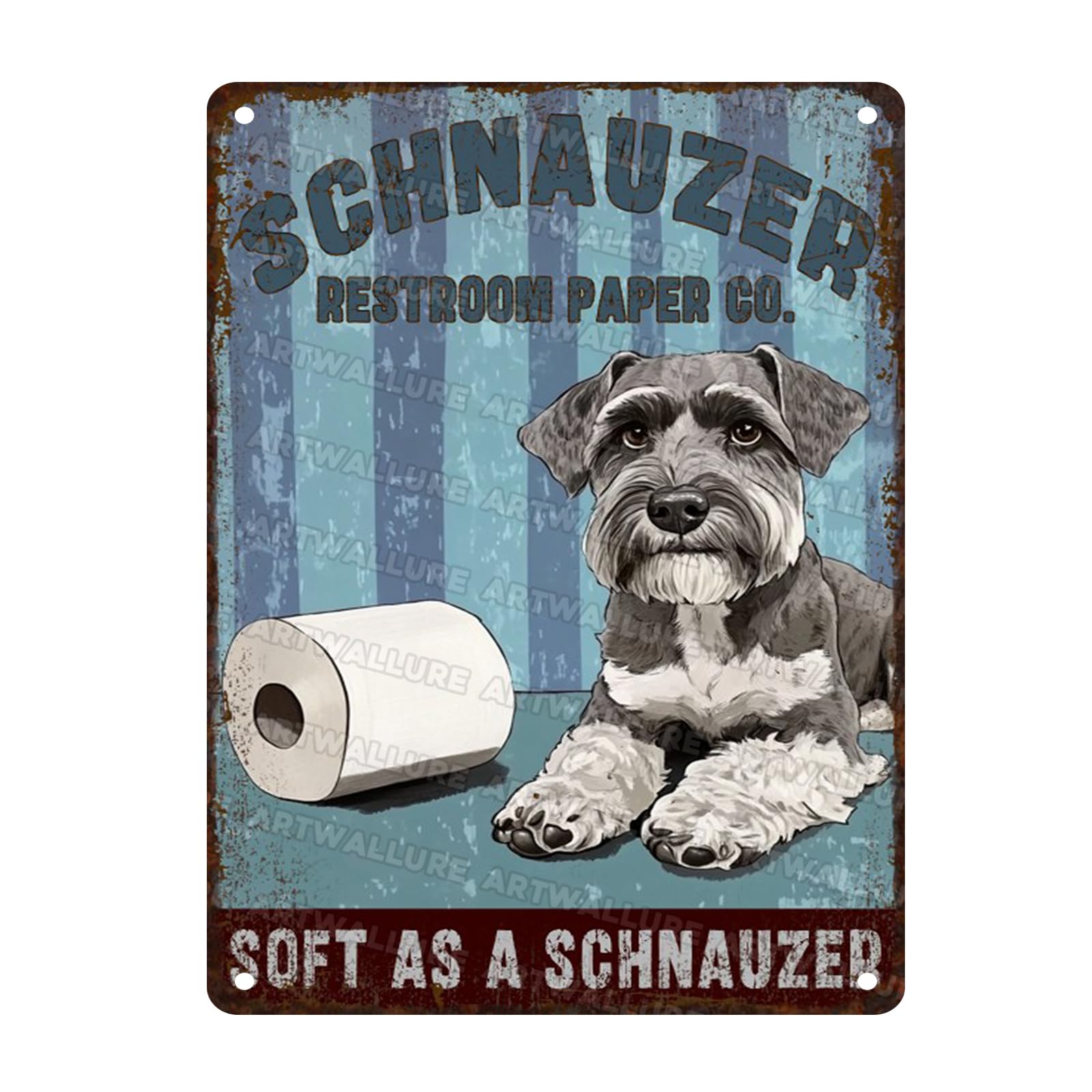 Vintage Metal Tin Sign Schnauzer Restroom Paper Co Wall Art Sign Home Bar Man Cave Cafe Club Wall Bathroom Decor 12x16inch