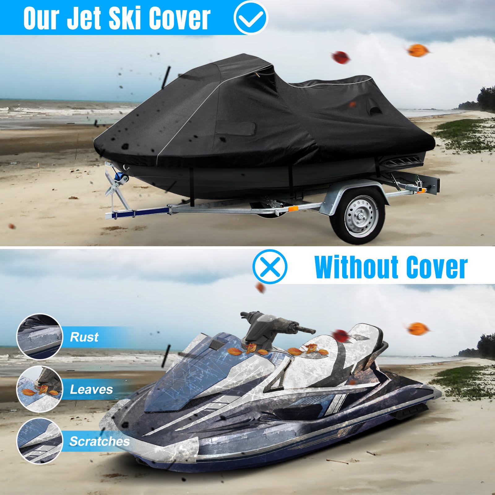 EliteShield Trailerable Jet Ski Cover, Waterproof Tear And Fade - Foto 2