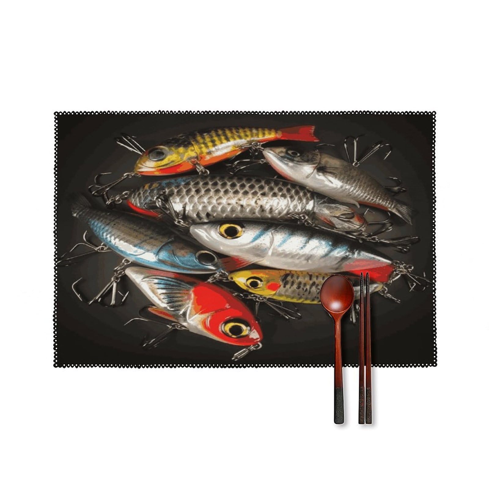 Fodpand Style Fishing Bait Placemats Set Of 4 Place Mats Table Mats