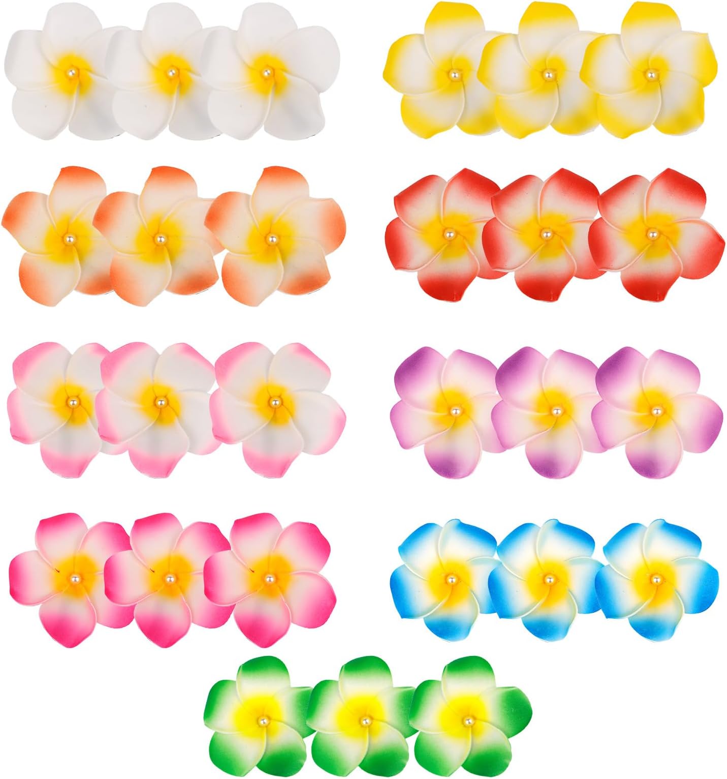 27Pcs Hawaiian Flower Hair Clips Plumeria Flowers Hair Barrettes Beach Hair Accessories Tropical Party Decorations Artificial Tropical Flowers for Beach, Party, Wedding,Swimming
