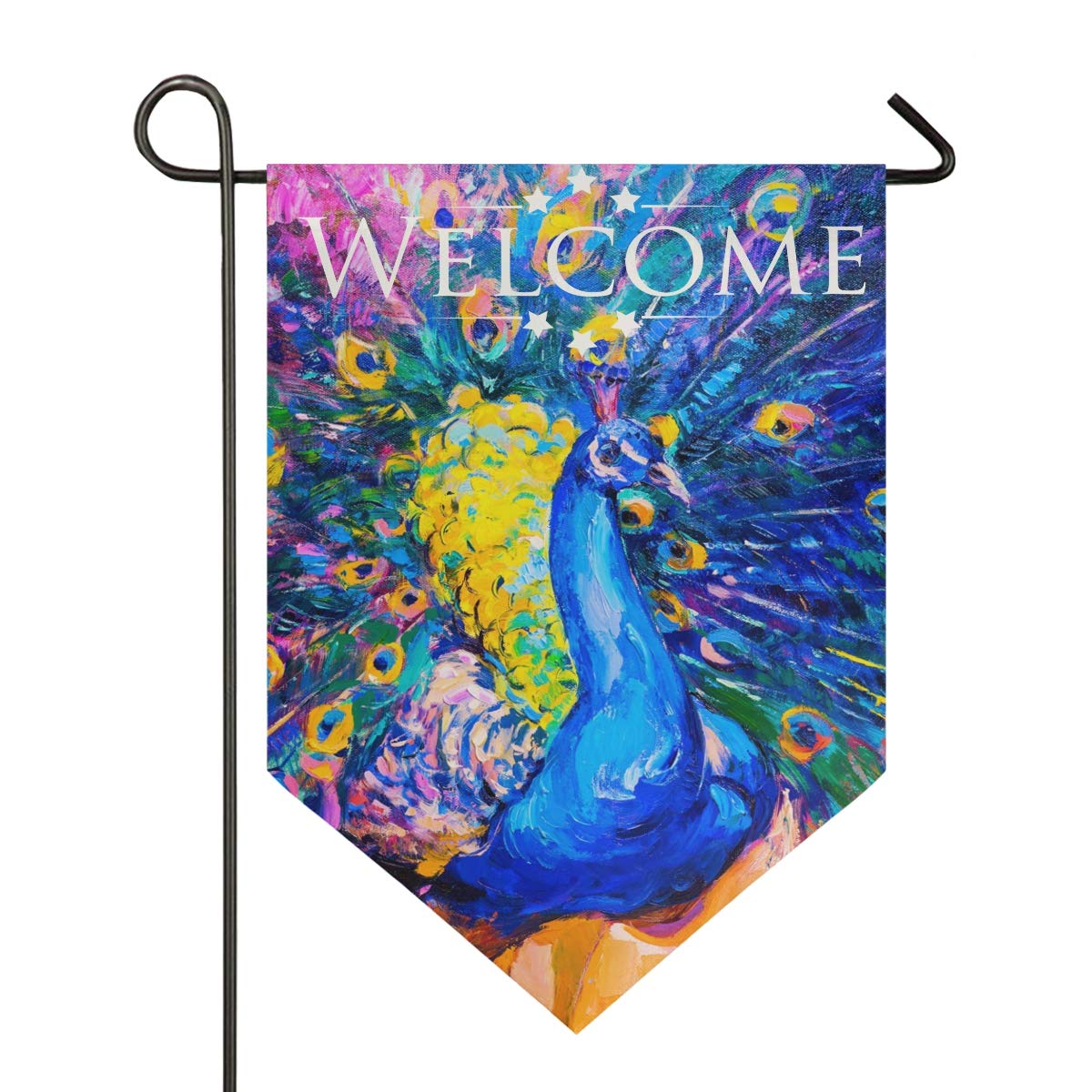 Tarity Colorful Peacock Garden Flags Fall Autumn Winter Double Sided Polyester Yard Flag Decorative Welcome Hello House flags Home Farmhouse Outdoor Decor 12 x 18.5 In