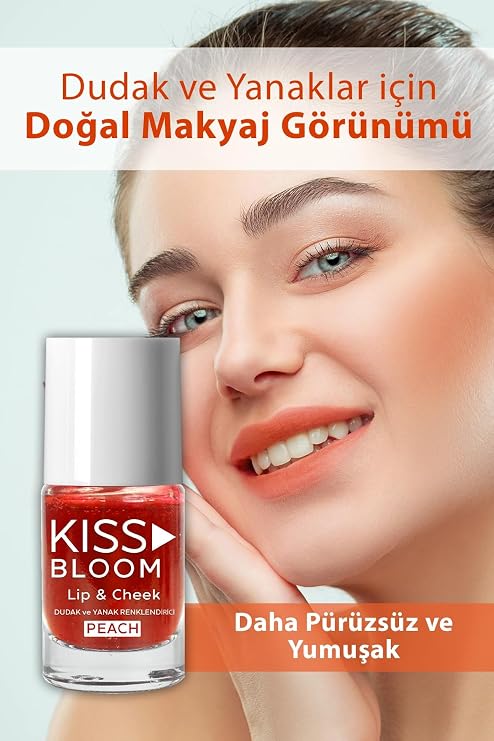 KISS & BLOOM Doğal Görünümlü Dudak ve Yanak Renklendirici Lip & Cheek Peach 11 ml