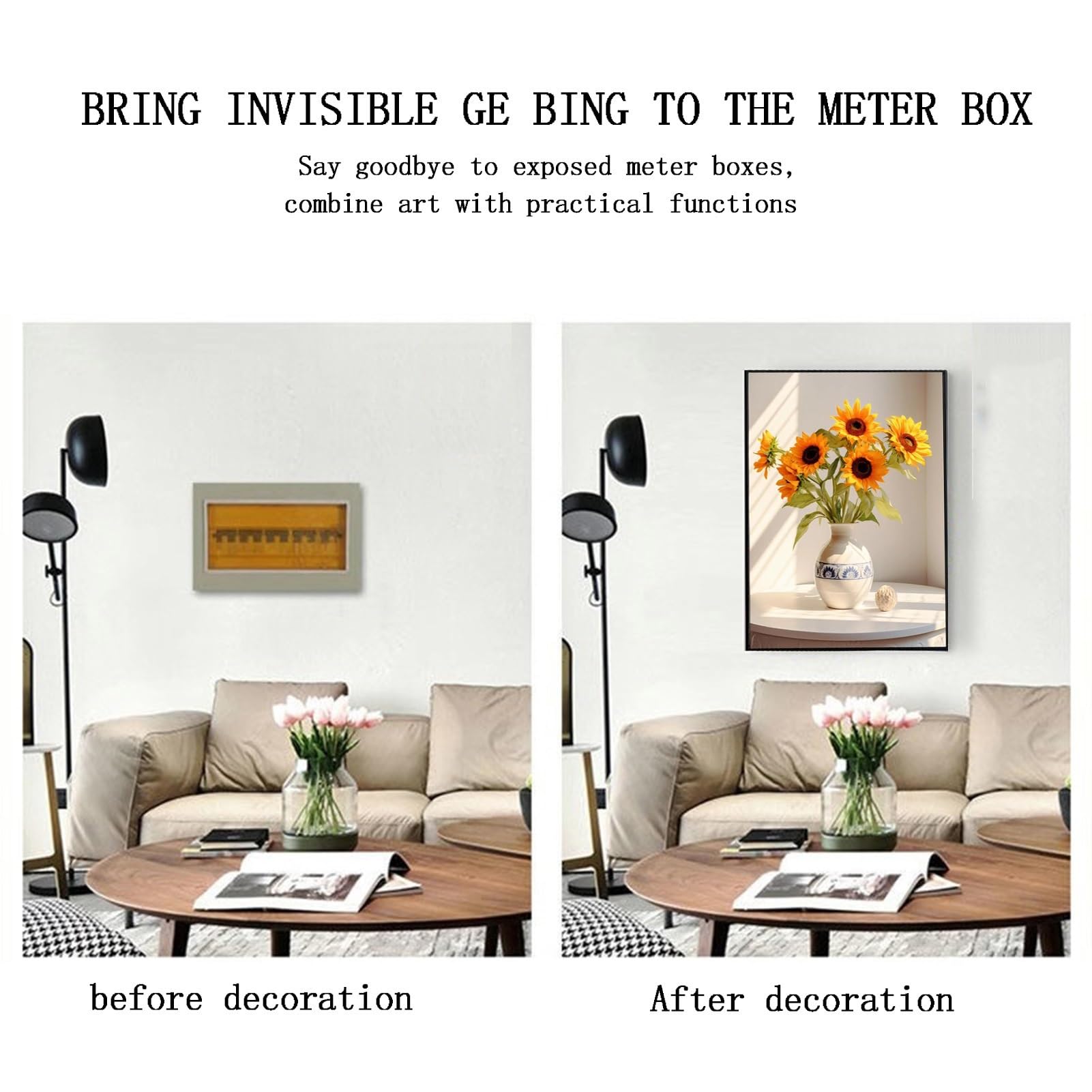 Copertura Quadro Elettrico Decorativa, Copri Contatore Interno, Pannello Interruttore per Casa, Hotel(A,30x40cm)