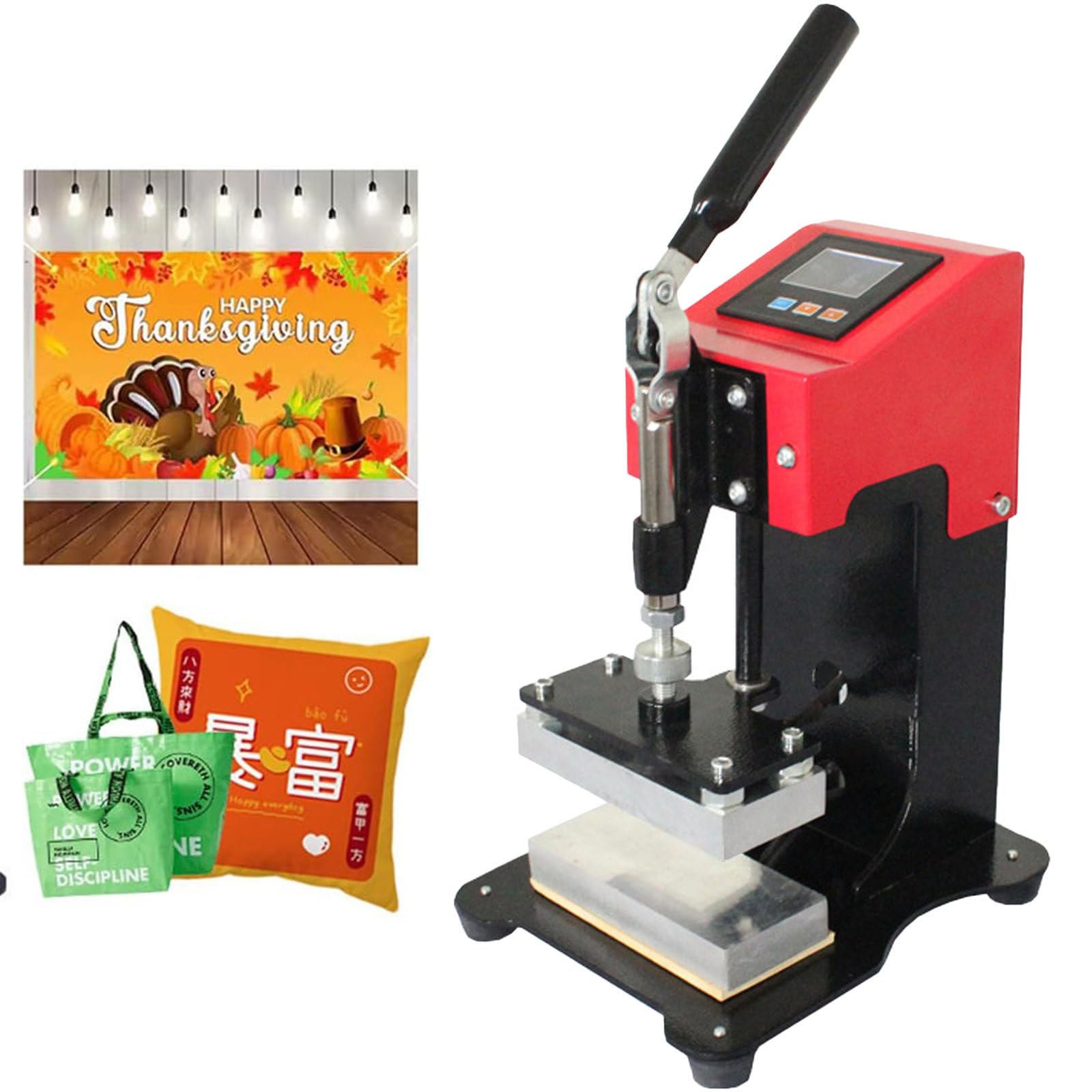 Presse à Chaud Manuelle pour Colophane, Plaques Chauffantes de 6 x 12 cm, Machine d'Extraction d'Huile de Colophane Haute Pression, pour Extraction de Fleurs en Cuir PU,Red