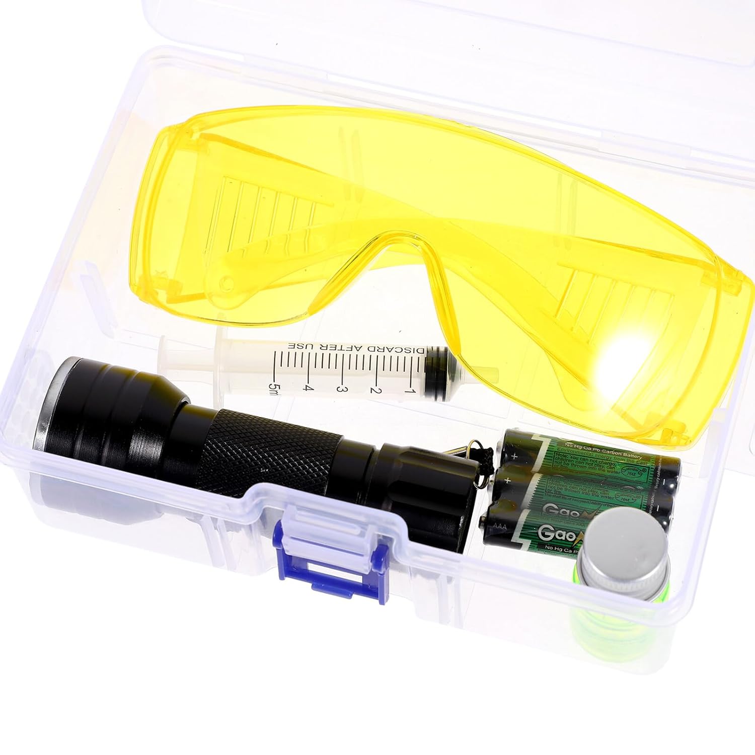 Automotive Air Conditioner Leak Test Tool Kit with UV Flashlight and Refrigerant Leak Detector for Car Ac Repair