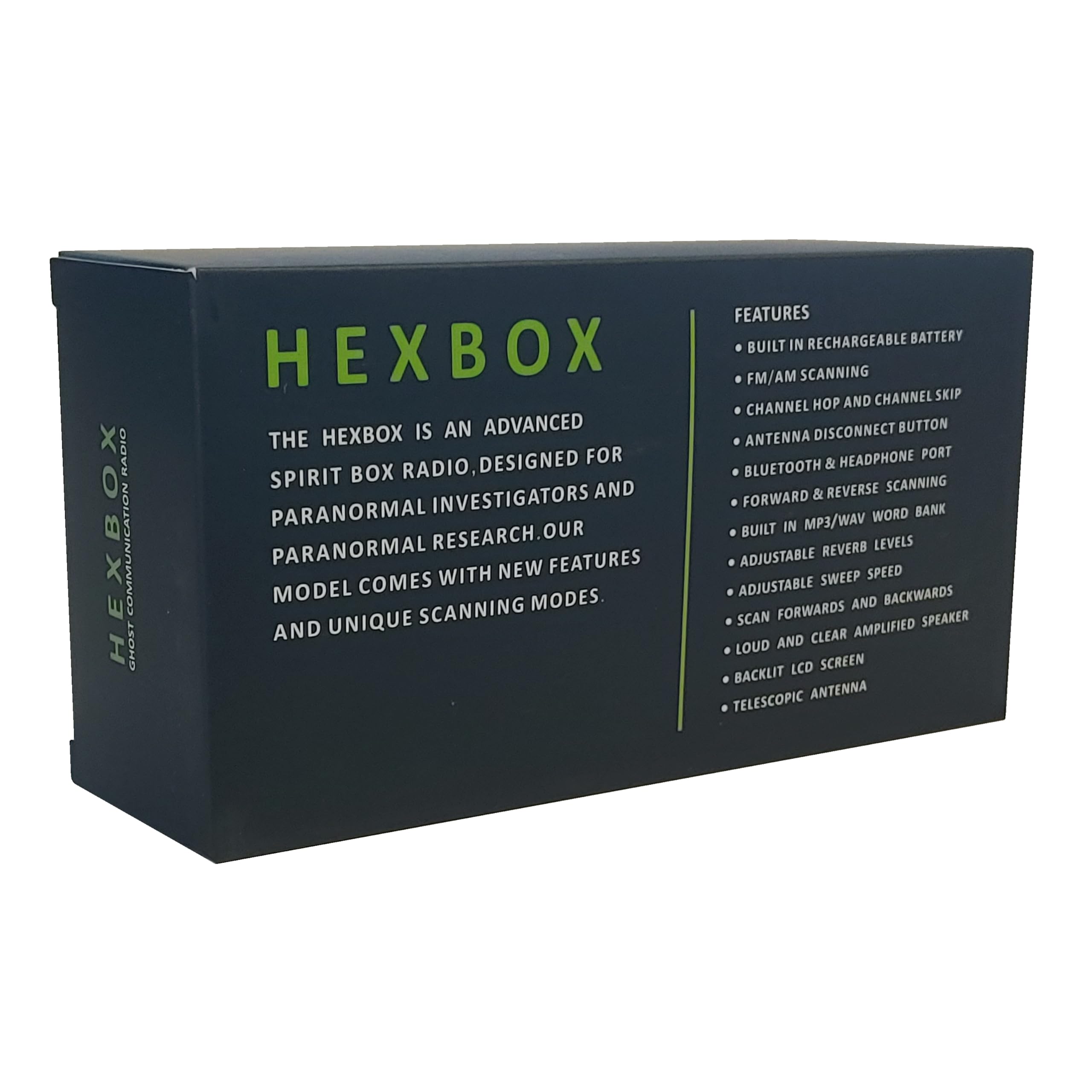 HexBox Spirit Box Equipo de caza de fantasmas AM FM Radio Escáner Encuestas paranormales Kit de herramientas de búsqueda ITC Gear Ghost Box Equipo paranormal Pod EVP Grabadora EMF Contador