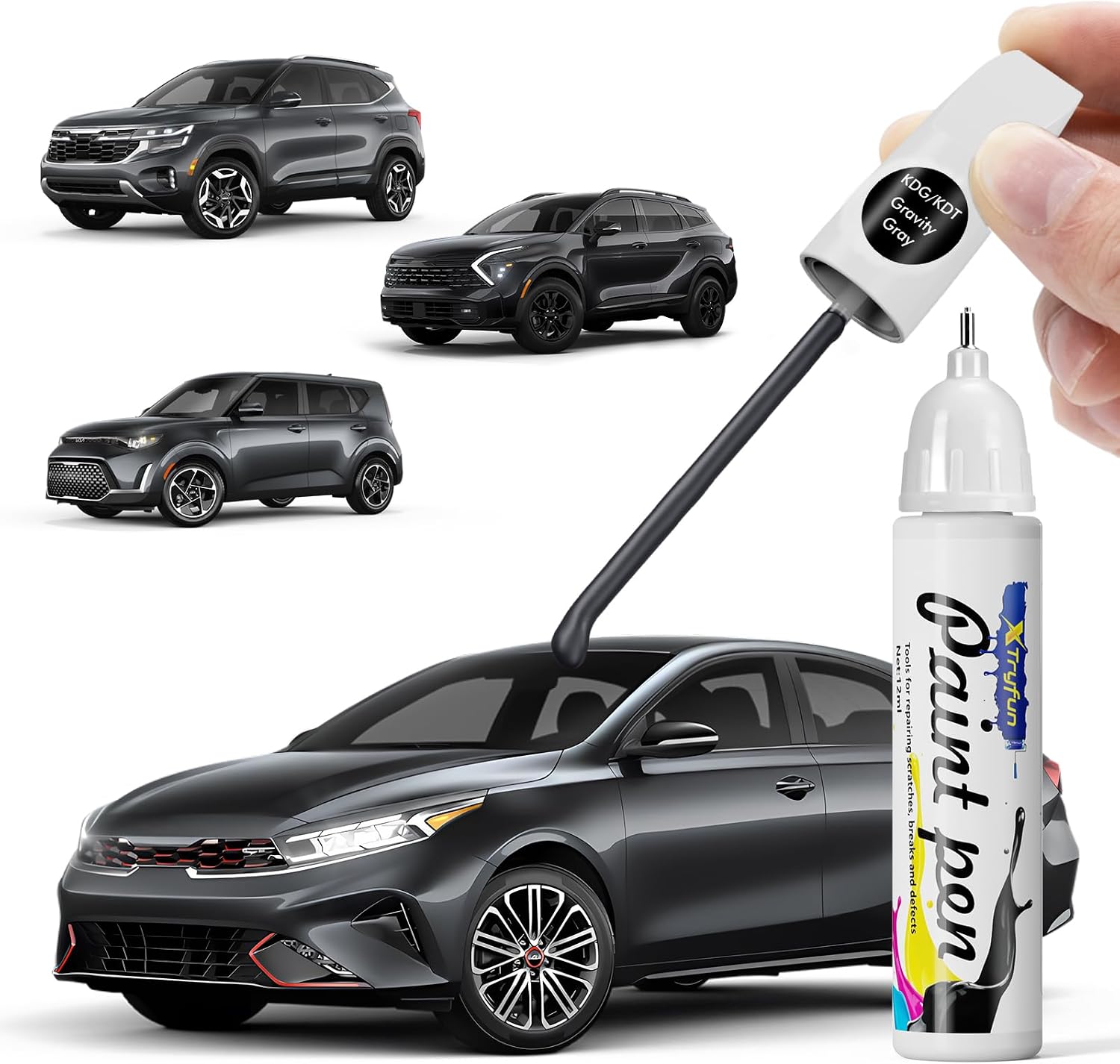 KDG/KDT Gravity Gray Touch Up Paint Compatible with Kia, DIY Car Paint Scratch Repair, Automotive Paints, Quick & Easy Fix Scratch Repair for Forte/Sportage/Sorento/Seltos/Soul/Telluride/K5