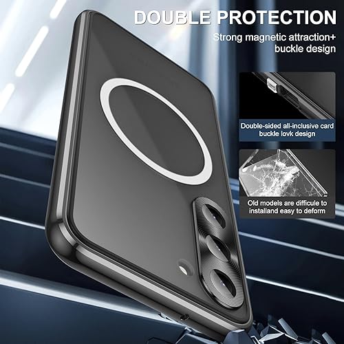 Miniatura 3 de Jonwelsy Funda para Samsung Galaxy S23 Plus, compatible con Magsafe 360 grados Full Body Funda de protección magnética de atracción de metal