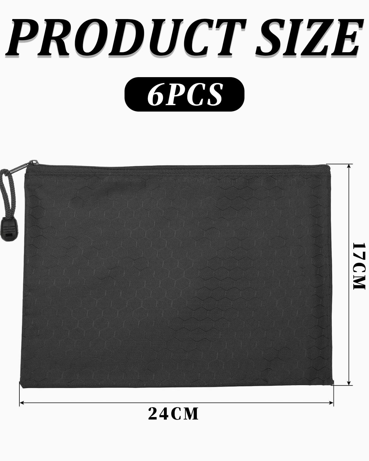 Bolsa Dinero con Cremallera Impermeable Oxford 24x18 cm Negra