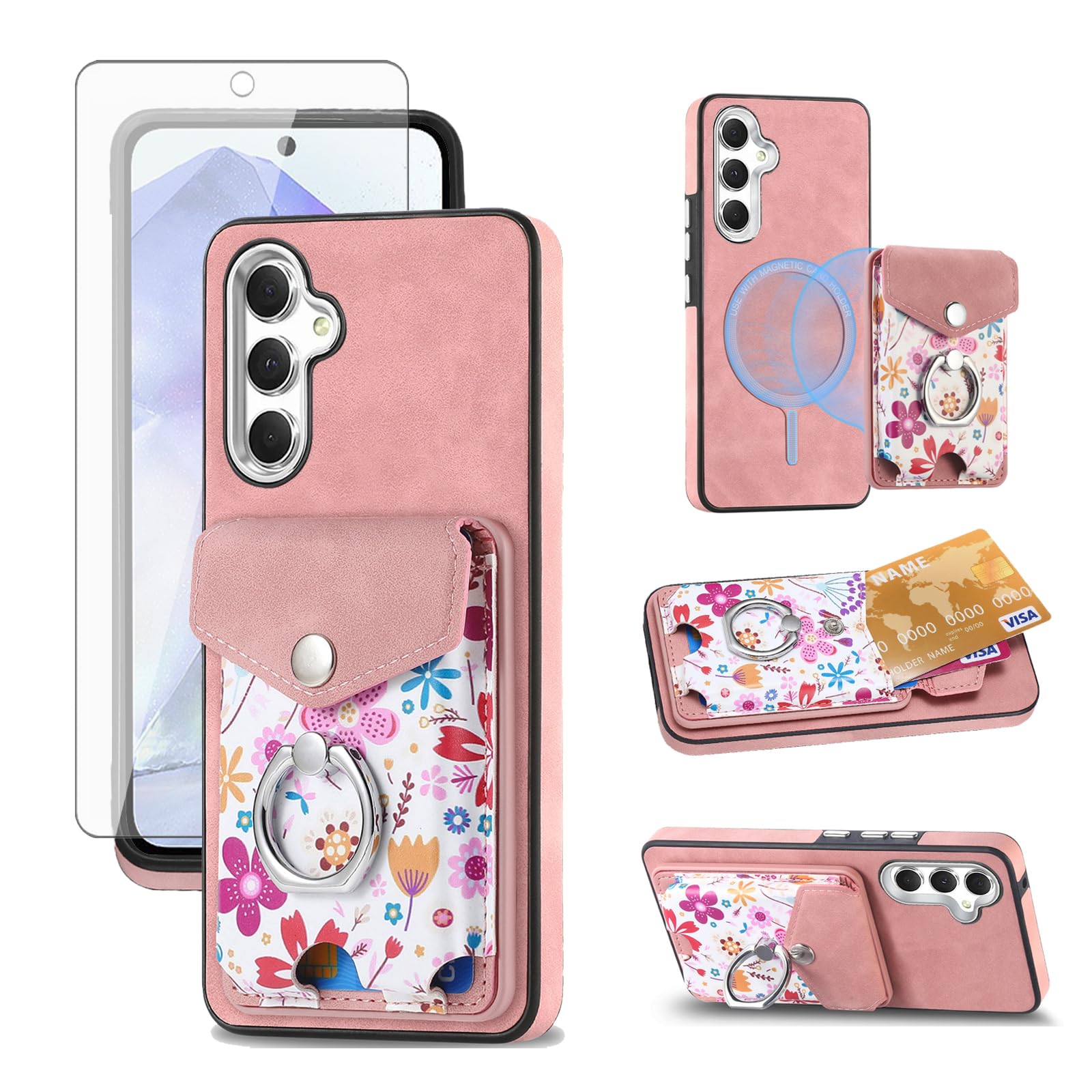 Coque motif fleur Samsung A55 5G pour visionnage mains libres - 8