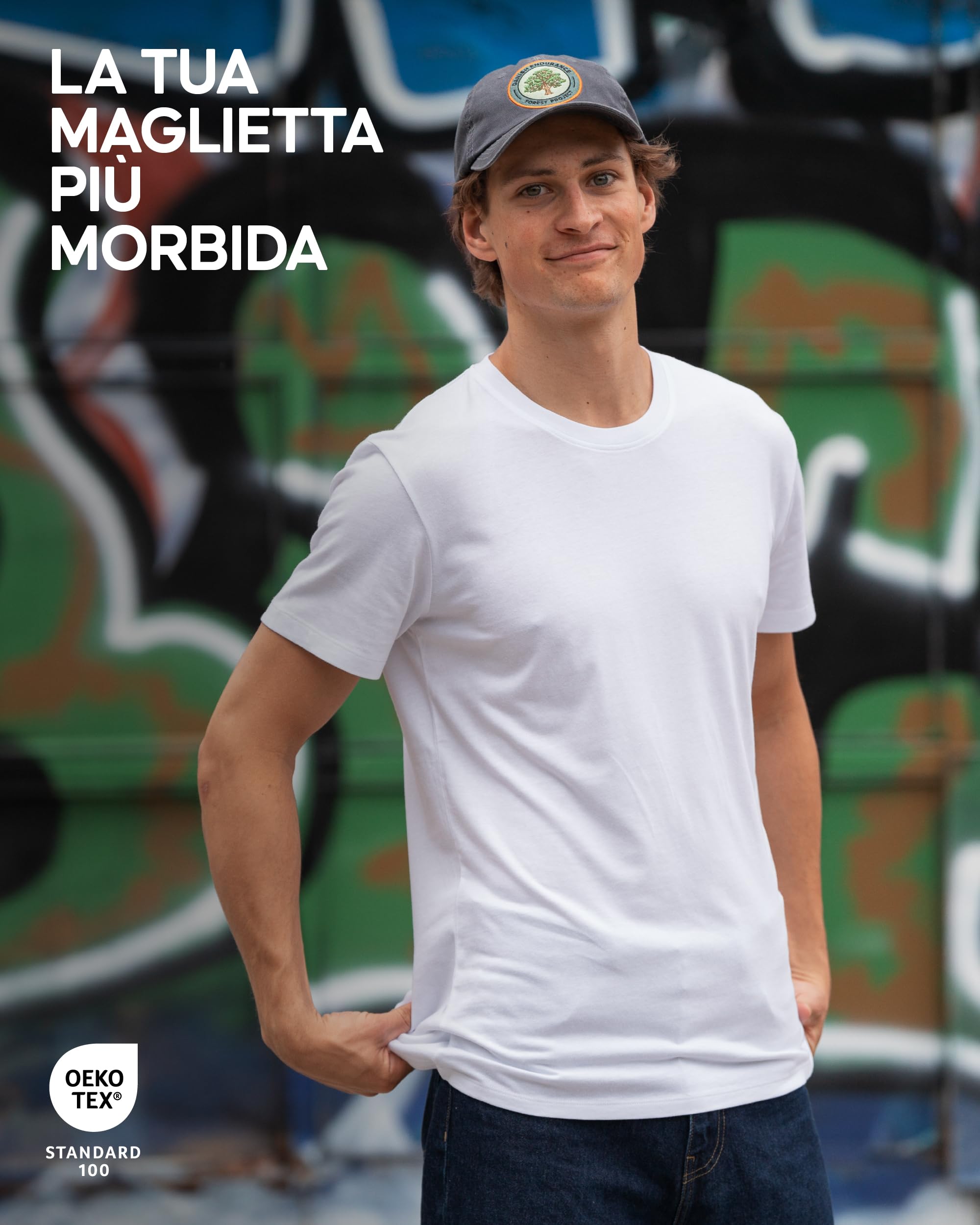 DANISH ENDURANCE Maglietta in Cotone Biologico, T-Shirt a Mezze Maniche, Morbida, Premium, da Uomo, 2 Paia