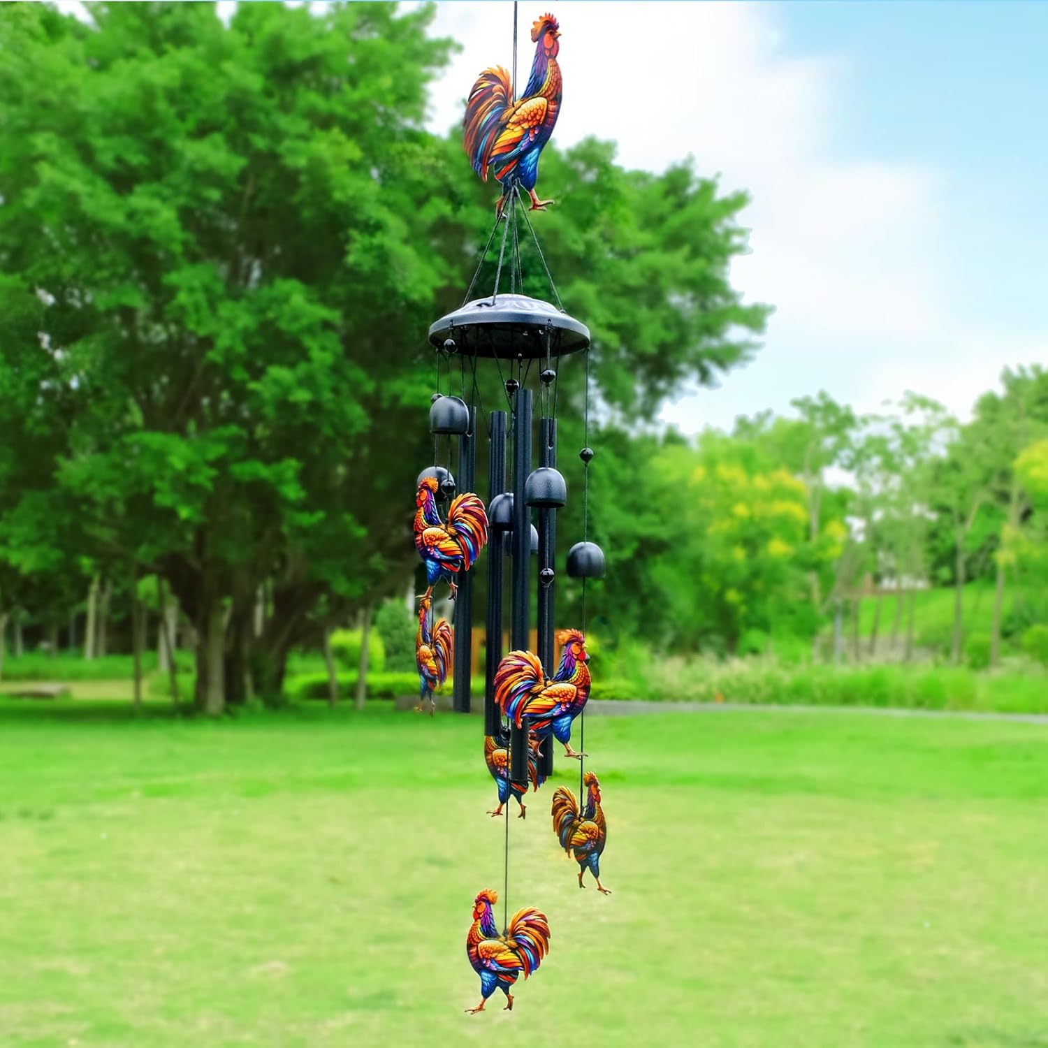 Chicken Wind Chimes for Outside, Black Metal Windchimes Outdoors, Chickens Gifts for Women/Men, Garden/Yard Decor, Memorial/Birthday Gifts for Grandma/Mom, Durable Chimes for Outdoors - Image 7