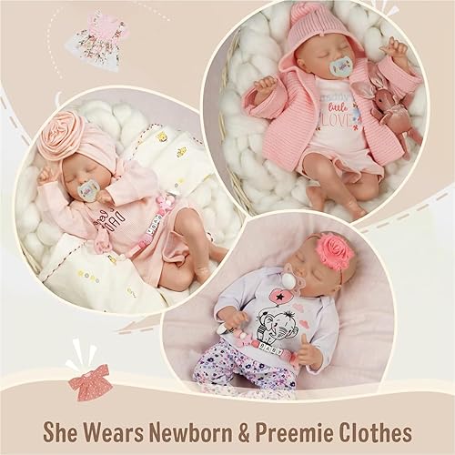 Miniatura 5 de Muñecas de bebé recién nacidas realistas Twinnie  Niña de 17 pulgadas  Cuerpo suave realista  Muñecas de bebé recién nacido cuerpo completo de
