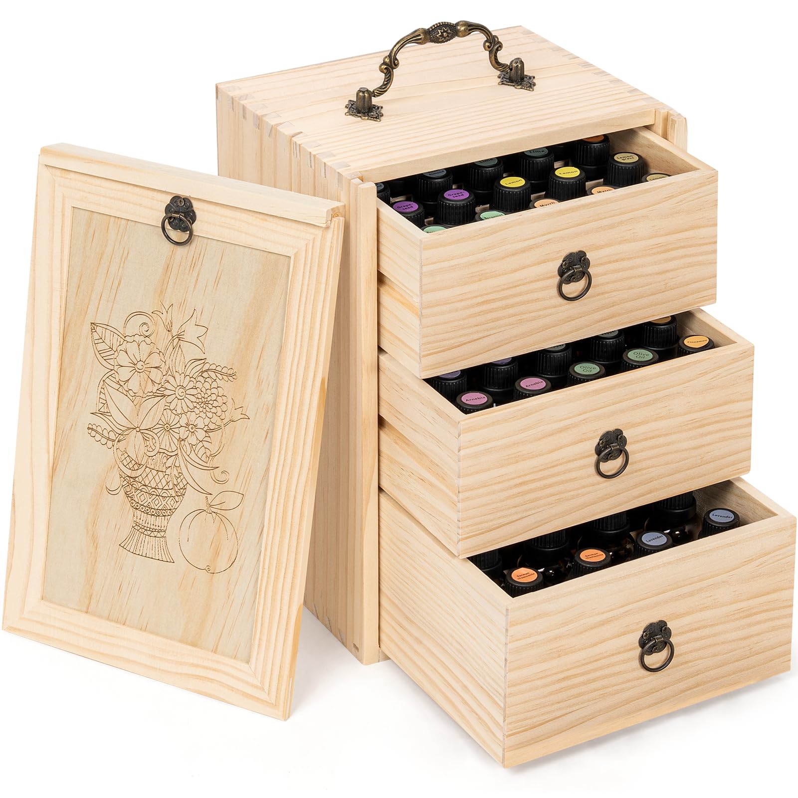 TORIBIO Wooden Essential Oil Storage Box Organizer