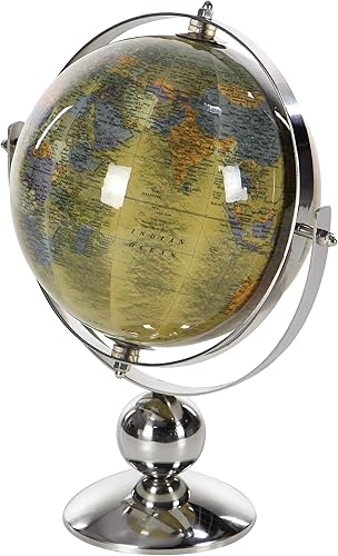 Miniatura 9 de Deco 79 Tradicional Globo de Acero Inoxidable, 6"L x 9"W x 11"H, Amarillo