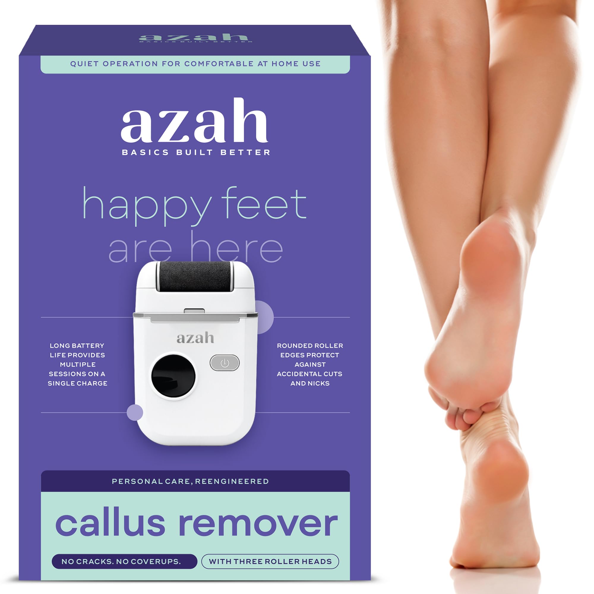 Azah Callus Remover For Feet| Electric Foot Filer For Pedicure | Smooth, Soft Feet In Minutes | IPX6 Waterproof | Electric Hard Skin Remover For Feet | Includes 3 Replaceable Rollers | 1 Year Warranty-image-30