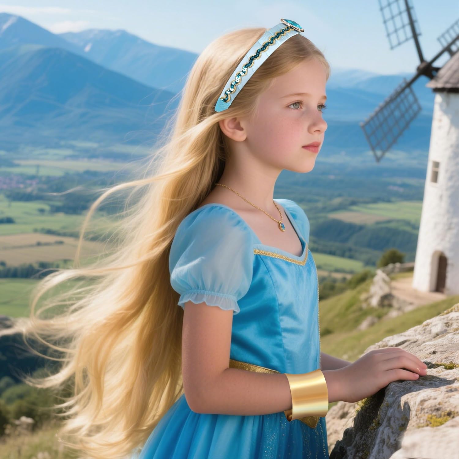 Princess Accessories Arabian Costume 5PCS Jewelry Headband Necklace Bracelet Earrings Hair Ties for Women Halloween Cosplay - Image 6