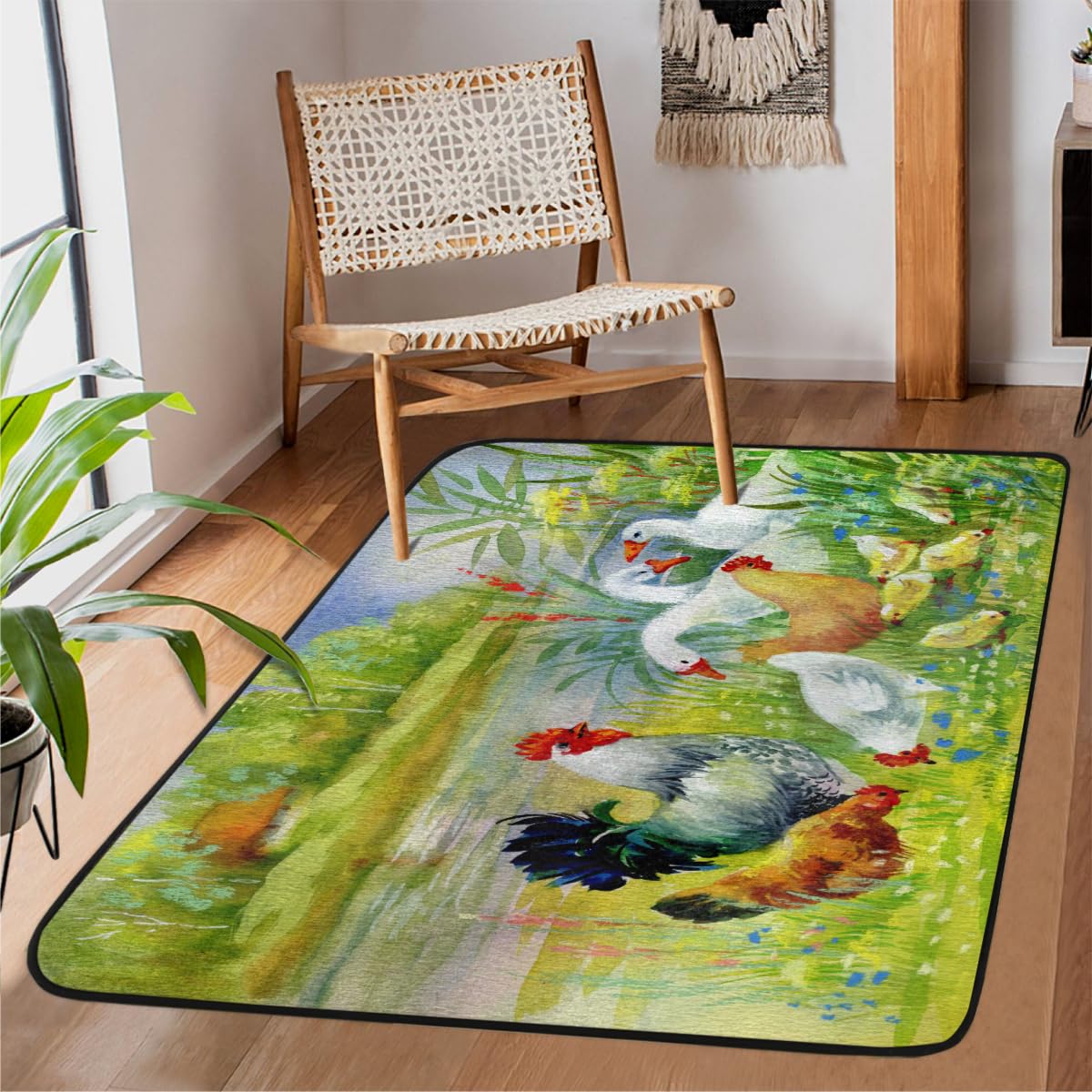 Tapis aquarelle pour chambre d'enfant antidérapant et grand tapis de salon lavable
