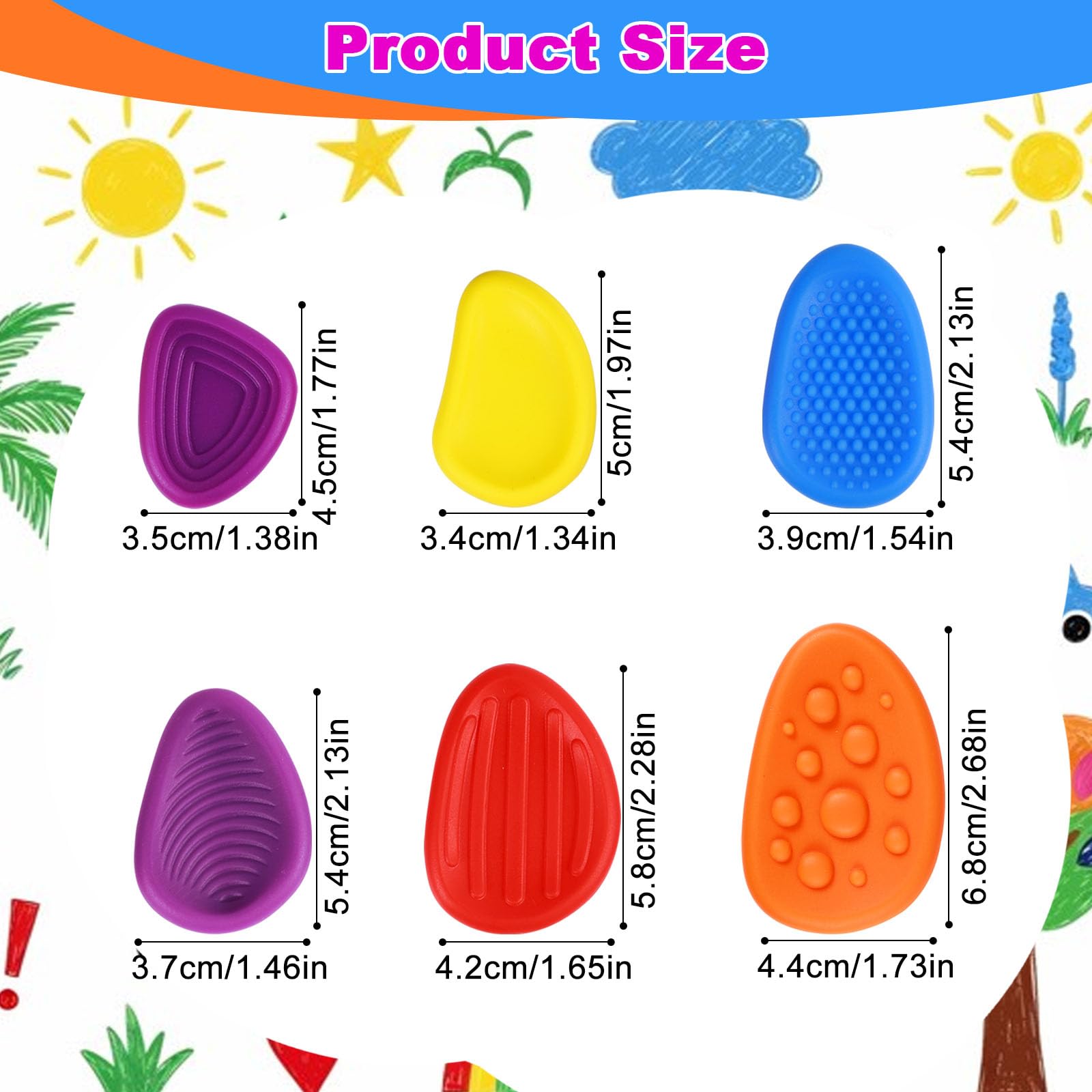 GTNCE 12 Pcs Sensory Stone, Sensory Fidget Toys, Textured Worry Stones for Kids & Adults - Image 2