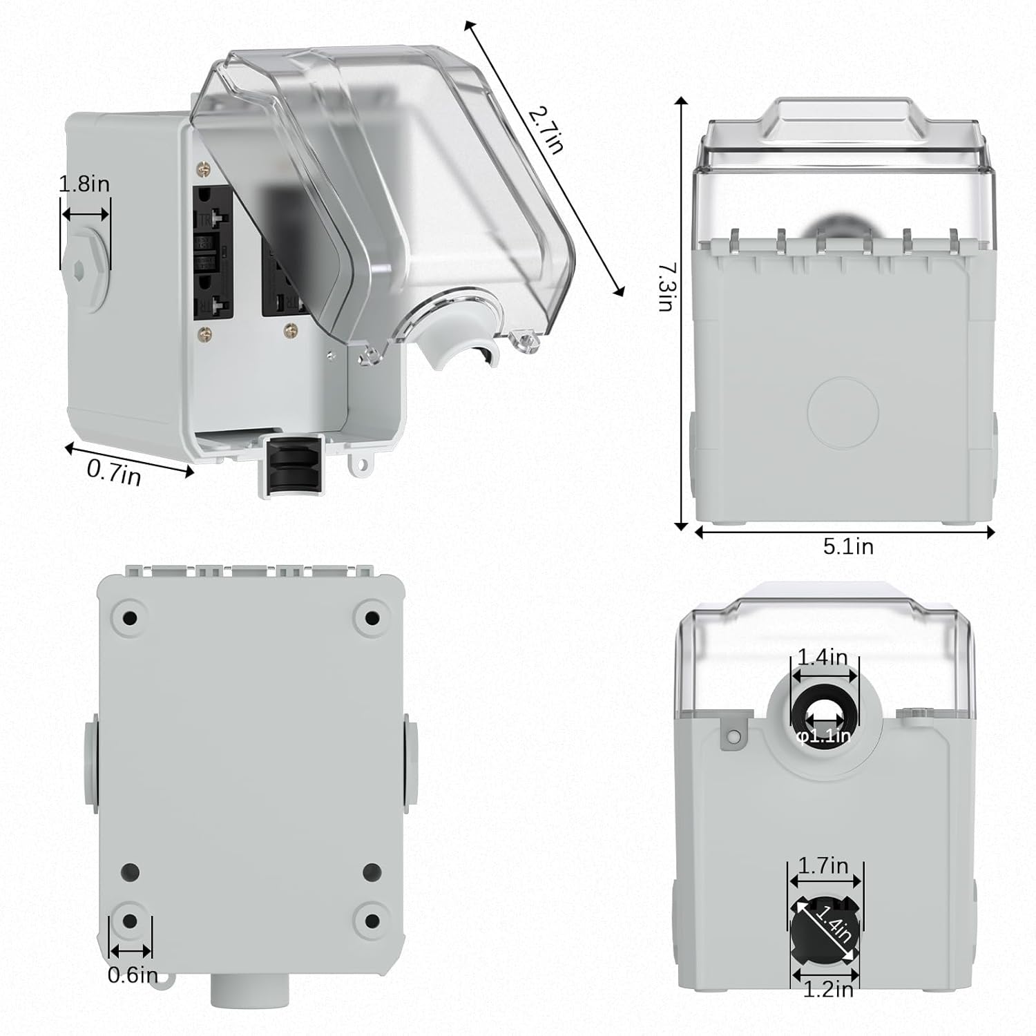 STARELO 20Amp Outdoor Electrical Outlet Box, Dual 5-20R WRTR GFCI Sockets, Outdoor Dust and Rain Resistant and Rust Resistant, Suitable for Power Plugs for Lights, etc.UL,Listed.